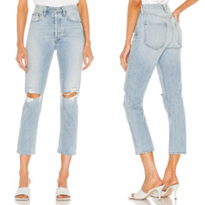 Agolde Riley High Rise Straight Crop jeans in Clear Skies, size 30