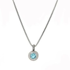 David Yurman Albion Cerise Collection necklace Blue Topaz and Diamond Halo