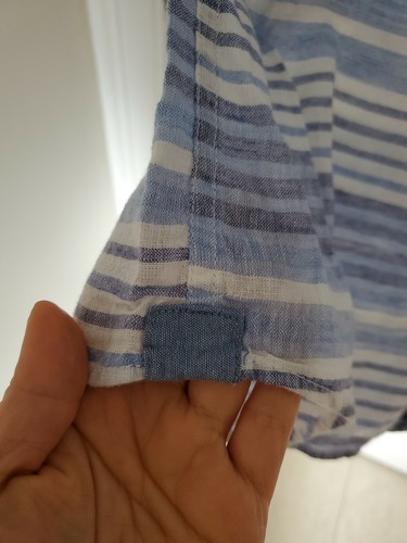 Weatherproof Vintage Men's Linen Blue Striped Shirt Short Sleeves NWT Size M - Picture 3 of 5