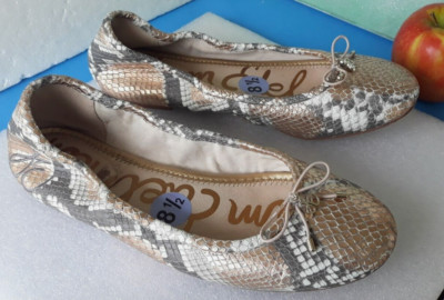 Sam Edelman Felicia ~ Ballet Flats 8.5 ~ Leather Snake Print Comfort ~ Very Nice