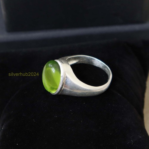 Peridot Men's Ring 925 Sterling Silver Statement Band Ring All Size SH64 - Picture 3 of 4