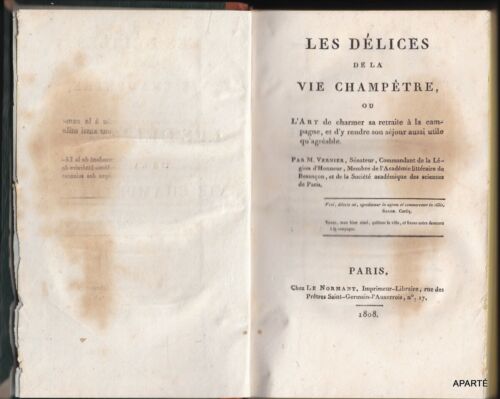 VERNIER LES DÉLICES DE LA VIE CHAMPETRE ou L'ART de charmer sa retraite 1808 - Zdjęcie 1 z 2