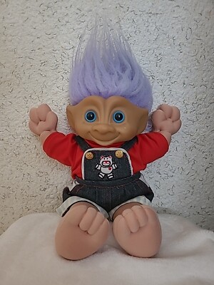 Treasure Troll 1991 Vintage Doll Purple Hair Gem Star Bellybutton