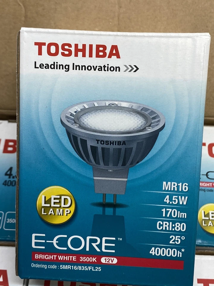TOSHIBA 5MR16/835/FL25 MR16 LED Lamp 4.5w 3500K Bright White 12volt Set of 10 - Image 3 of 4