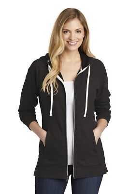 District DT456 Womens Long Sleeve Perfect Tri French Terry Full Zip Hoodie
