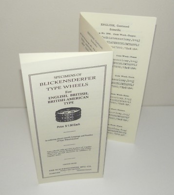 Blickensderfer Typewriter English Type Wheels Brochure Reproduction