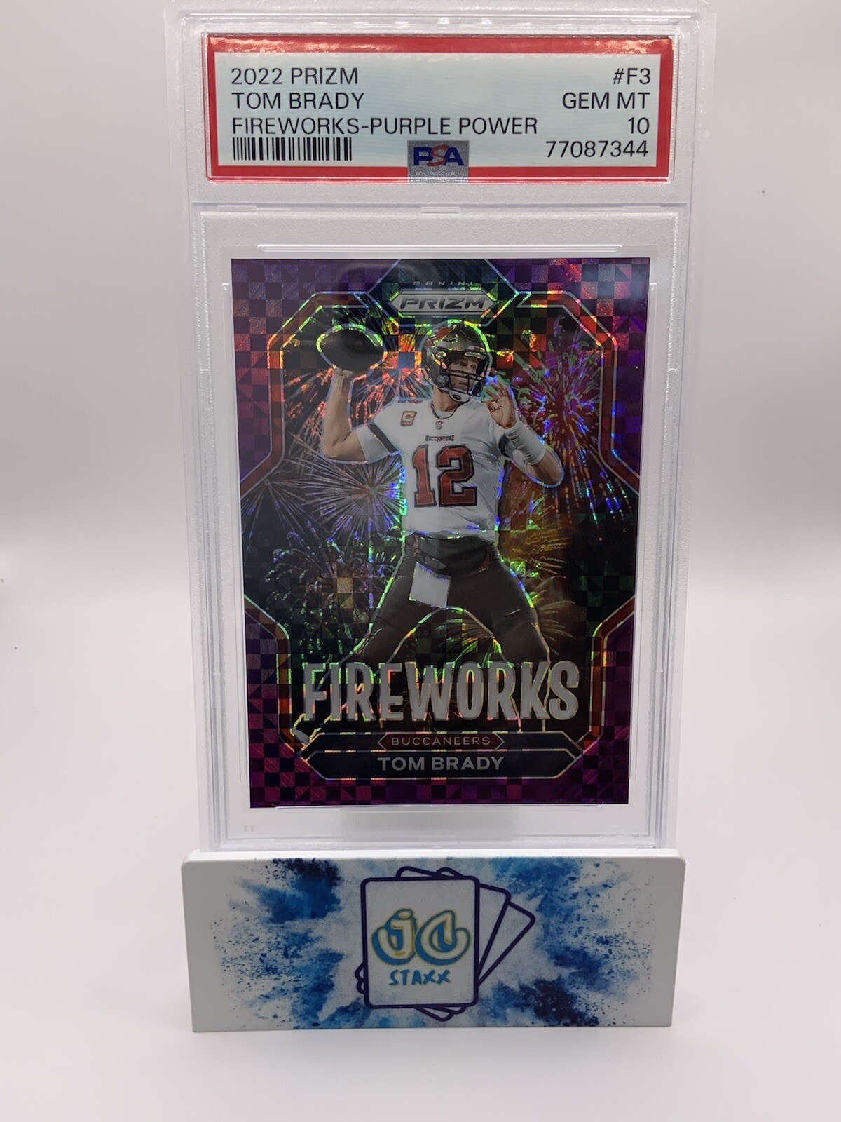 TOM BRADY 2022 Panini PRIZM FIREWORKS PURPLE POWER  /49 PSA 10 No. F-3