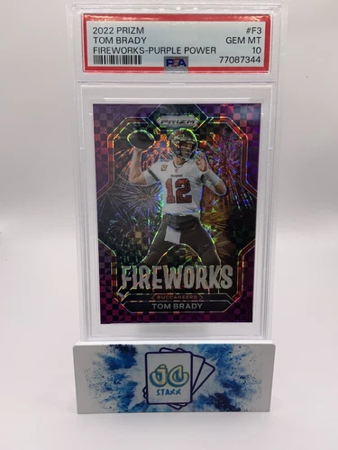 TOM BRADY 2022 Panini PRIZM FIREWORKS PURPLE POWER  /49 PSA 10 No. F-3
