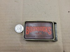 Boondocks USA Metal Bronze Vintage Belt Buckle Loop Holder 3 5/8" Long