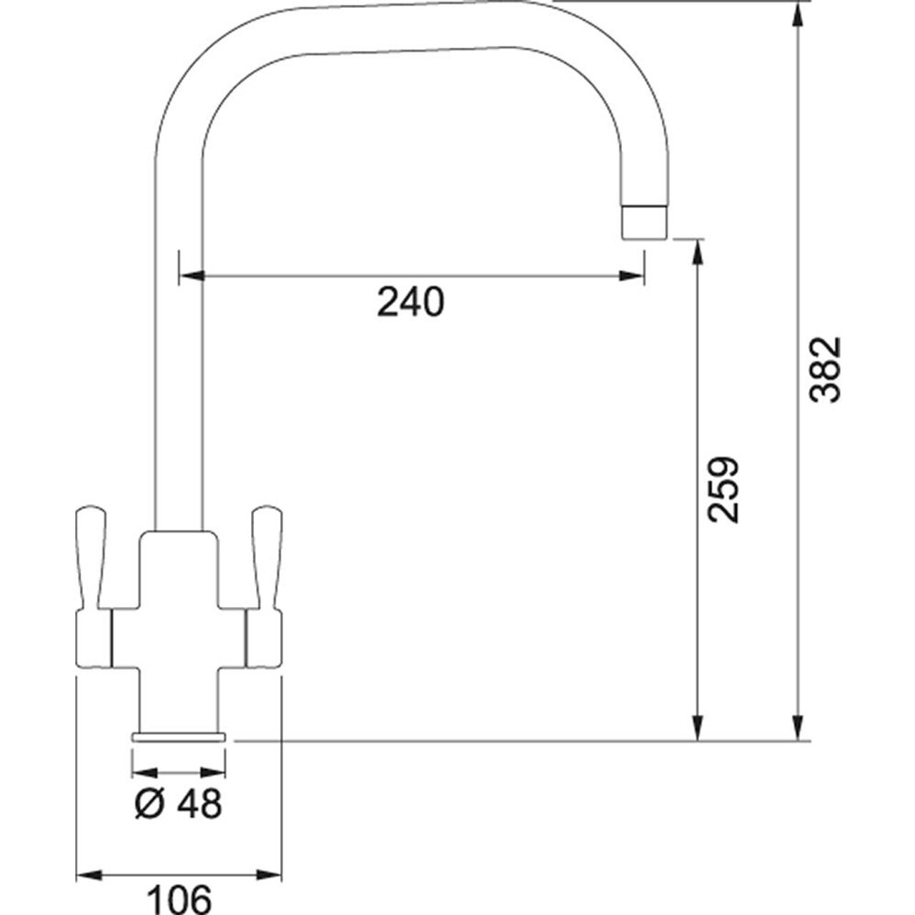 Franke Ascona Swivel USpout Mono Mixer Twin Lever Silk Steel Kitchen