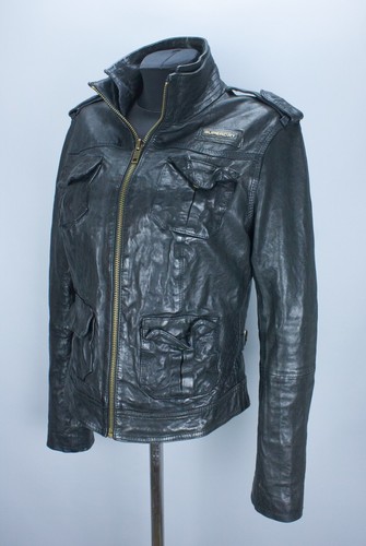 Superdry Megan Skinny Leather Jacket Motorcycle Womens sz M Black Biker Y2K 00s - Picture 17 of 19