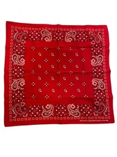 Red 20” Square Cowboys/Biker Cotton Bandana/Scarf PaisleyPrint Traditional