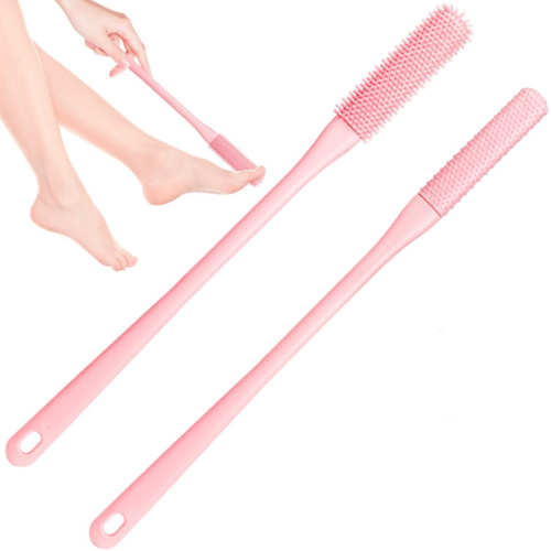 Toe Cleaning Brush,Foot Scrubber for Shower with 15.7" Long Handle Soft Silicone