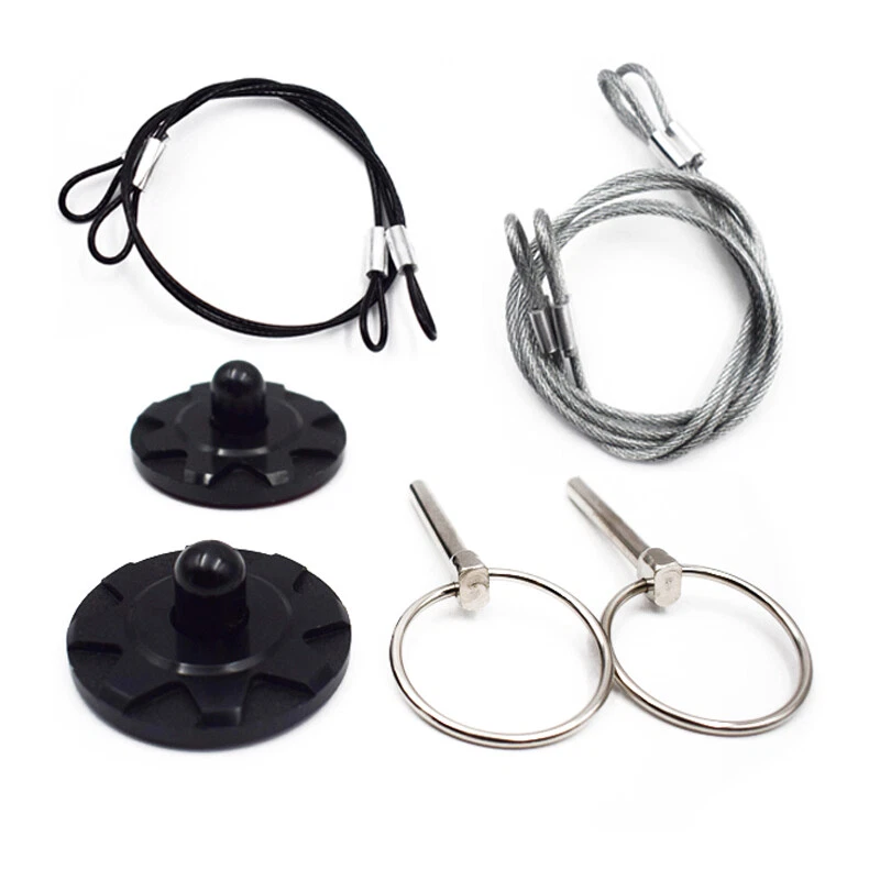 Kit de bloqueo de pasador de capó redondo de aleación de aluminio negro modificado para automóvil de carreras Foto 2 de 4