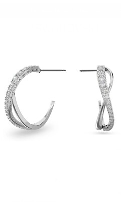New Swarvski Twist Hoop Earrings BNIB 5563908 For Pierced Ears | eBay UK