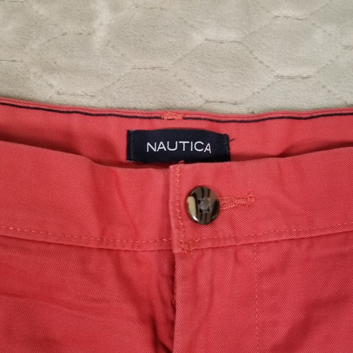 Nautica Deck Shorts Mens 40W Salmon Red Classic Fit Bermuda 100% Cotton - Picture 2 of 9