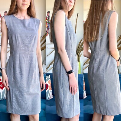 Max&Co Polyester Viscose Crewneck Sleeveless Gray Knee Length Dress S (6)