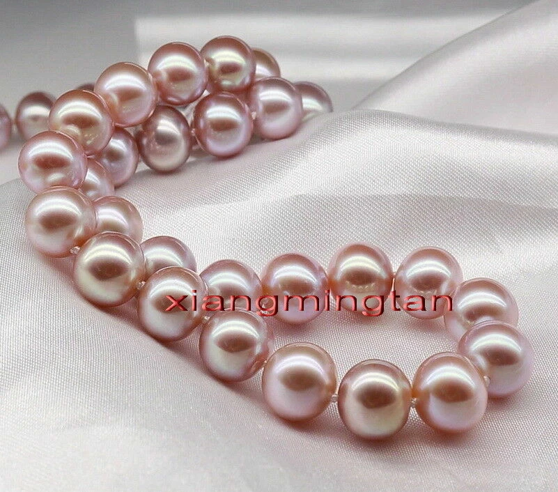 AAAAA 17"12-13mm REAL natural south sea lavender PINK purples pearl necklace 14K - Image 3 of 4