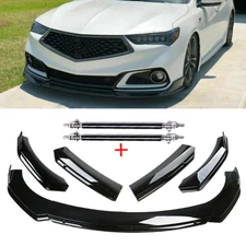 Front Bumper Lip Body Kit Spoiler Splitter Glossy Black For Acura TLX 2015-2023