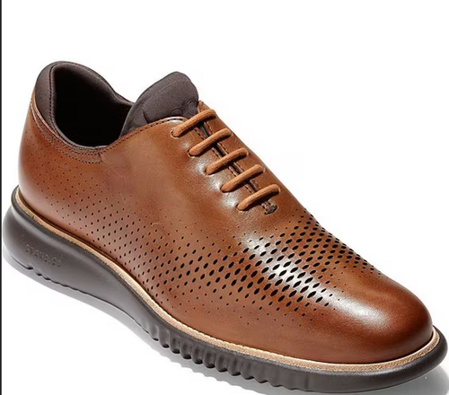 COLE HAAN 2.ZERØGRAND MENS LASER WINGTIP OXFORDS Shoes Brown (Medium) New - Picture 2 of 6