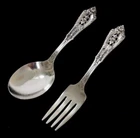 Wallace ROSE POINT Sterling Silver 4 1/2" Infant Baby Fork Spoon Set