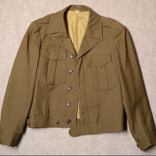 36R Vintage WWII 1944 US Army Military Olive Wool Field Jacket Trousers Suit XS - Picture 2 of 13