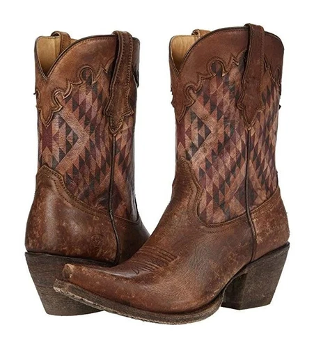 Ariat Circuit Gemma Distressed Natural Aztec Print Western Boot