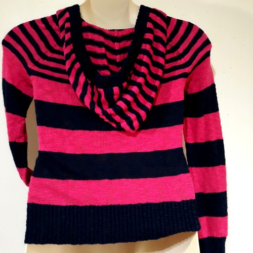 Bolsa con capucha de algodón So Stripe Jr M rosa azul marino tejido - Imagen 4 de 5