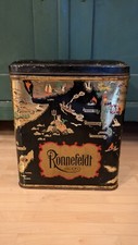 Sch&ouml;ne vintage Teedose Ronnefeldt selten schwarz Landkarte Dose Tee gro&szlig;