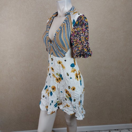 Free People New Womens Mixed-Print Mini A-Line Dress Ivory Size 2 __ NWT R3E1 - Picture 6 of 6