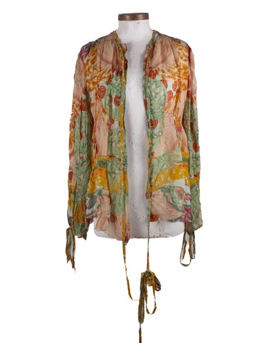 JEAN PAUL GAULTIER Multicolor Silk Long Sleeve Blouse Shirt size 10