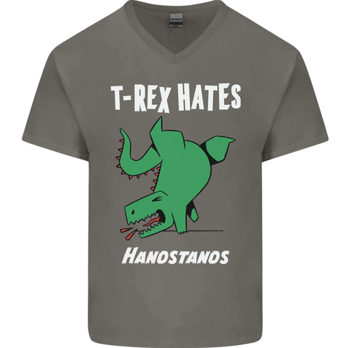 Camiseta de algodón con cuello en V T-Rex Hates Handstands Gimnasia Dinosaurio para hombre - Imagen 29 de 37