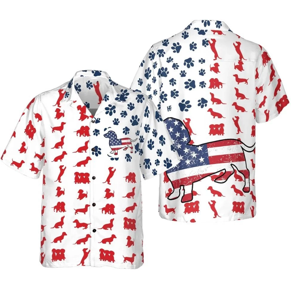Dachshund American Flag Hawaiian Shirt