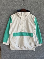 Vintage Eddie Bauer Mens Colorblock 1/4 Light Jacket Size Small Teal 90s