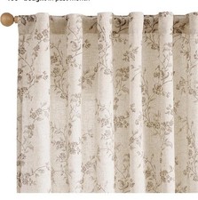 Lazzzy Linen Farmhouse Curtains Taupe Floral Curtains 108 In Long Back Tab