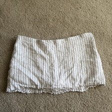 Abercrombie And Fitch White Black Stripped Linen Blend Mini Skort Skirt Large 32
