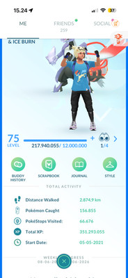 Pokémon Go Level 75 / READY FOR LVL 80 / 350M XP / 30M STARDUST