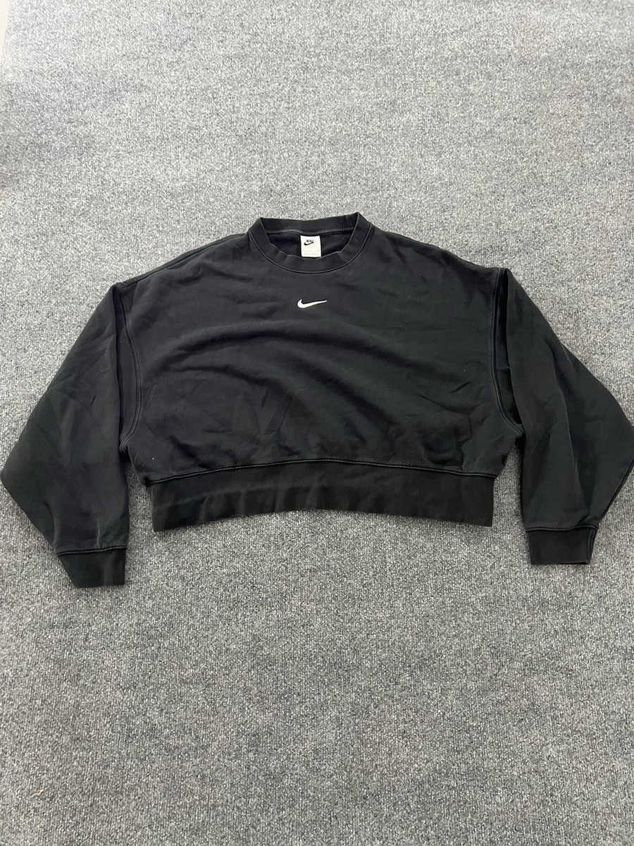 nike mini swoosh oversized cropped sweatshirt in gray