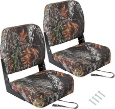 2 Pack Boat Seats Low Back Fold-Down Fishing Boat Chair Seat with Sponge Padding