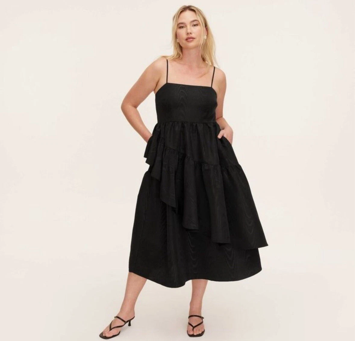 *Abito tubino midi Kate Spade nero a strati con volant taglia SMALL S nuovo con etichette