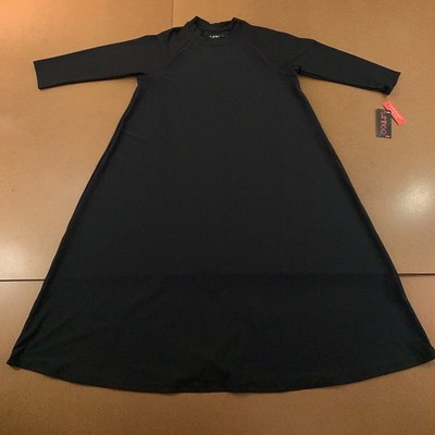 Flamingo Sport Womens Petite XS Black 1/2 Sleeve Modest Swing Swim Dress NWT