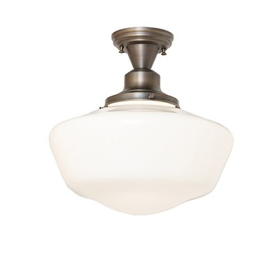 Meyda Lighting 16''W Revival Schoolhouse Globe 1Lt Flushmount, Brass - 158252