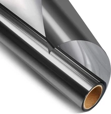 STATINT Privacy Window Film One Way Mirror 17.5 Inch X 6.5 Feet, Black-silver 