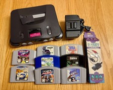Nintendo 64 Console  8 games and A/V cables - TESTED, CLEANED, WORKING