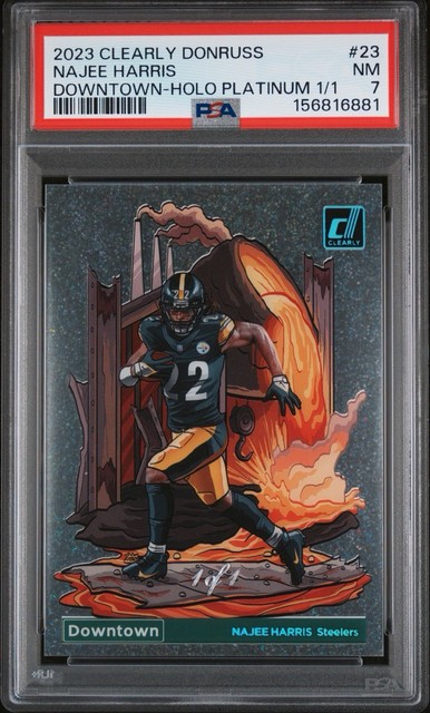 Najee Harris 2023 Donruss Downtown PLATINUM 1/1 PSA 7 NM True 1 OF 1 Clearly