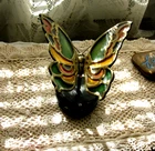 Vintage 1985 Brass Butterfly 1980s Enesco Brass Stained Glass Figurine 5.25 Tall