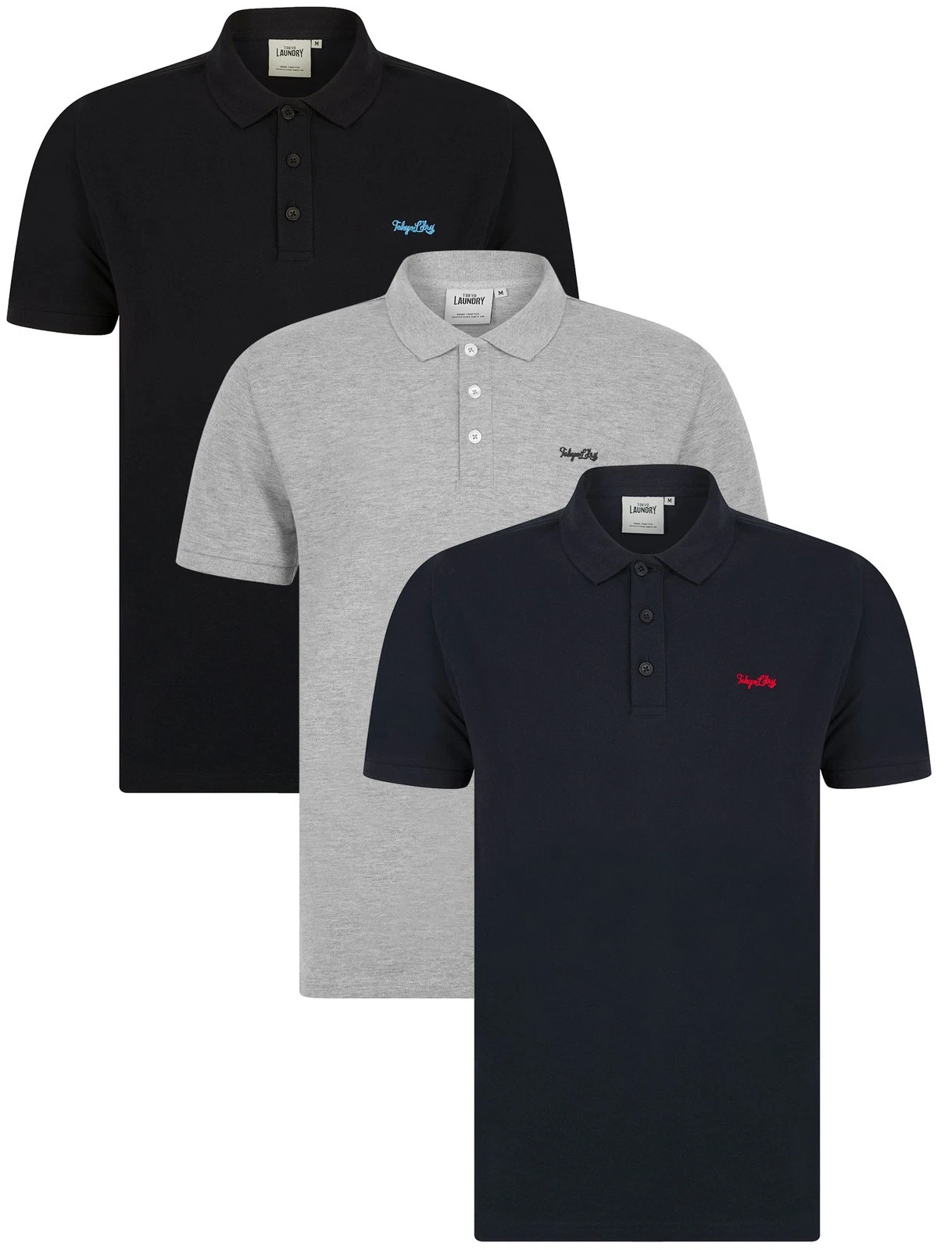Tokyo Laundry Polo Shirt 3-Pack Men's Plain Cotton Pique Casual Tee T-Shirt Top