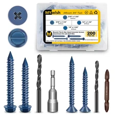 Concrete Screws with Drill Bits, Concrete Anchors and Screws Kit (200-Pack), Fla