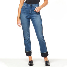 DG2 By Diane Gilman Stretch Jeweled Straight Ankle Jeans Indigo 12P