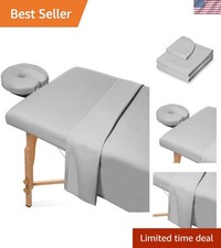 3-Piece Microfiber Massage Table Sheet Set - Light Gray